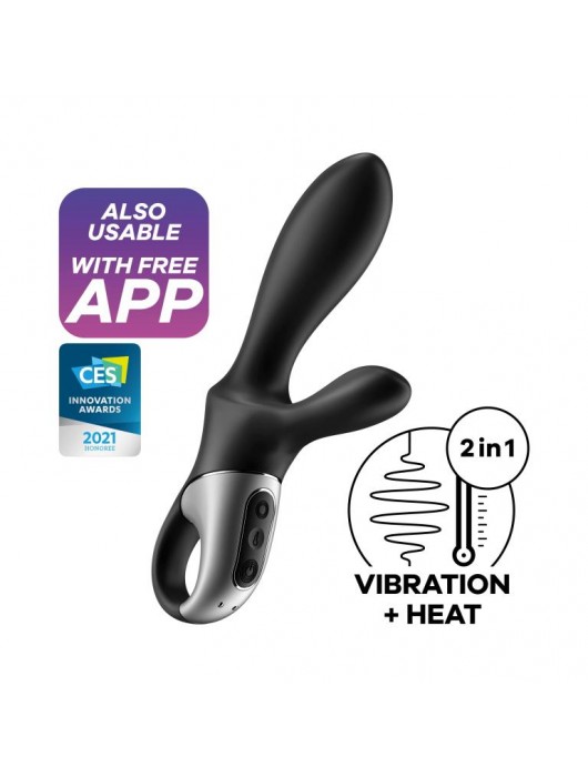 Черный анальный вибратор Heat Climax+ с функцией нагрева - 20,6 см. - Satisfyer - в Магнитогорске купить с доставкой