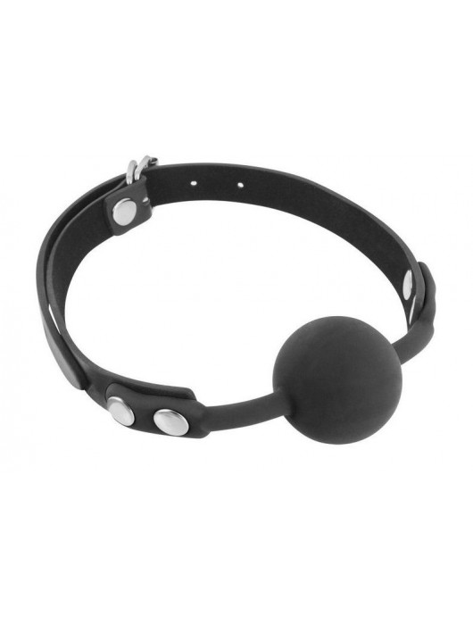 Черный силиконовый кляп-шарик на ремешках - Fetish Tentation - купить с доставкой в Магнитогорске