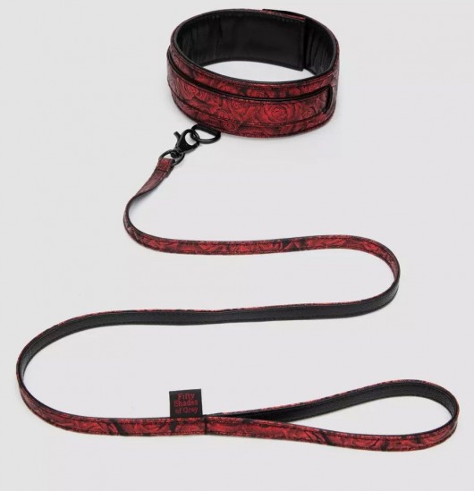Стильный ошейник с поводком Reversible Faux Leather Collar and Lead - Fifty Shades of Grey - купить с доставкой в Магнитогорске