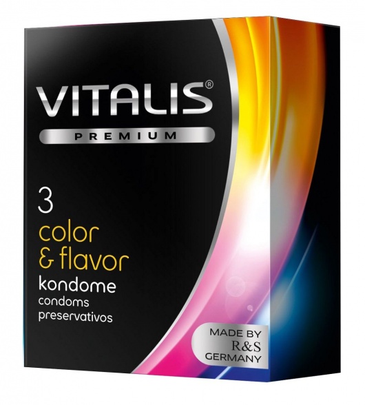 Цветные ароматизированные презервативы VITALIS PREMIUM color   flavor - 3 шт. - Vitalis - купить с доставкой в Магнитогорске