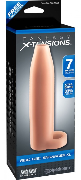 Телесная насадка Real Feel Enhancer XL - 17 см. - Pipedream - в Магнитогорске купить с доставкой