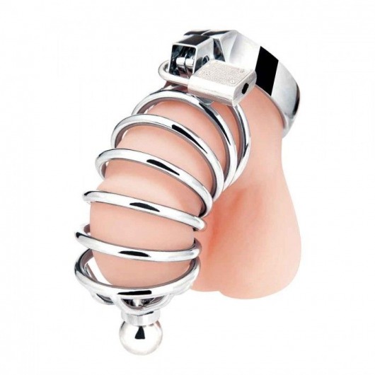Серебристая клетка для члена Urethral Play Cage - BlueLine - купить с доставкой в Магнитогорске