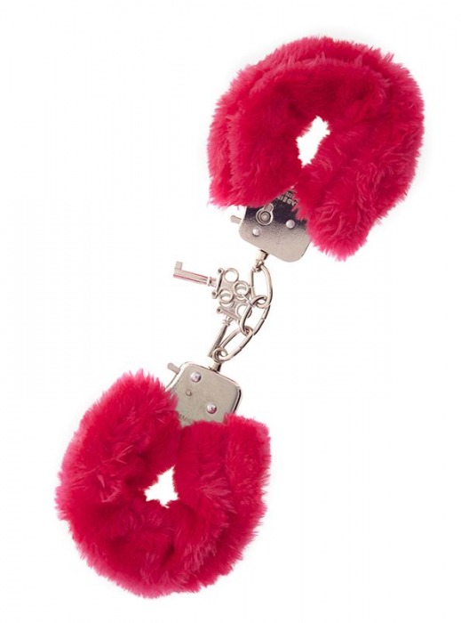 Металлические наручники с красной меховой опушкой METAL HANDCUFF WITH PLUSH RED - Dream Toys - купить с доставкой в Магнитогорске