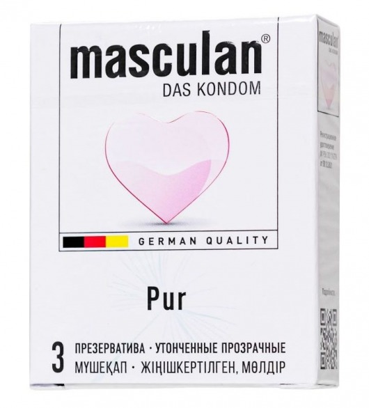 Супертонкие презервативы Masculan Pur - 3 шт. - Masculan - купить с доставкой в Магнитогорске