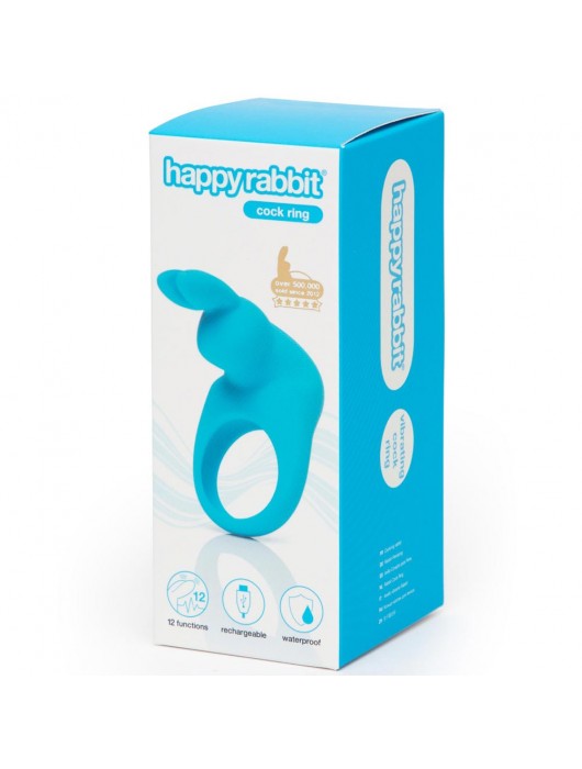 Голубое эрекционное виброкольцо Happy Rabbit Rechargeable Rabbit Cock Ring - Happy Rabbit - в Магнитогорске купить с доставкой