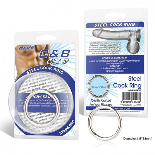 Стальное эрекционное кольцо STEEL COCK RING - 4.5 см. - BlueLine - в Магнитогорске купить с доставкой