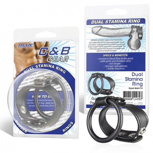 Двойное кольцо выносливости на пенис DUAL STAMINA RING - BlueLine - в Магнитогорске купить с доставкой