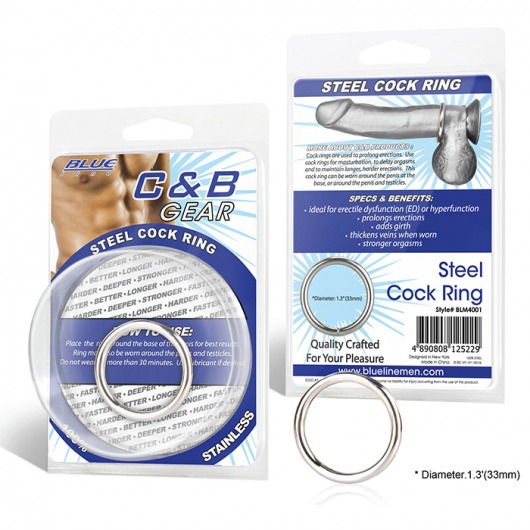 Стальное эрекционное кольцо STEEL COCK RING - 3.5 см. - BlueLine - в Магнитогорске купить с доставкой