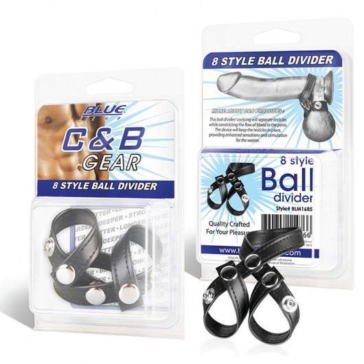 Разделитель мошонки из искусственной кожи на клепках 8 STYLE BALL DIVIDER - BlueLine - купить с доставкой в Магнитогорске