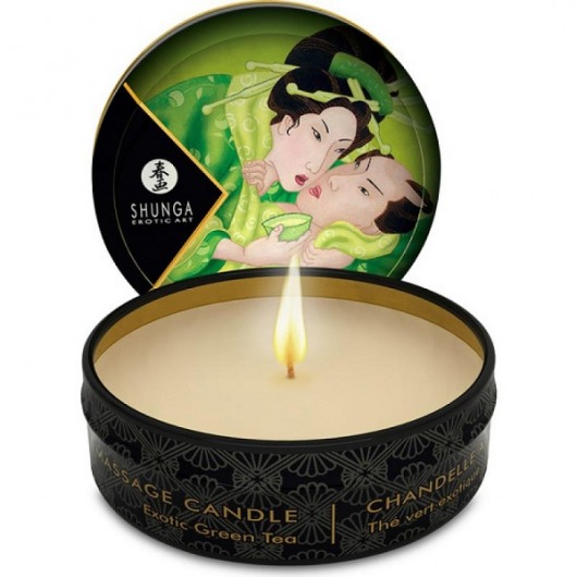 Массажная свеча Exotic Green Tea с ароматом зелёного чая - 30 мл. - Shunga - купить с доставкой в Магнитогорске