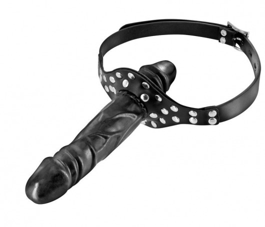 Черный кляп-фаллоимитатор Double Penis Gag - Fetish Tentation - купить с доставкой в Магнитогорске
