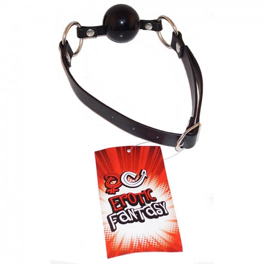 Силиконовый черный кляп-шарик на ремне Black Ballgag - Erotic Fantasy - купить с доставкой в Магнитогорске