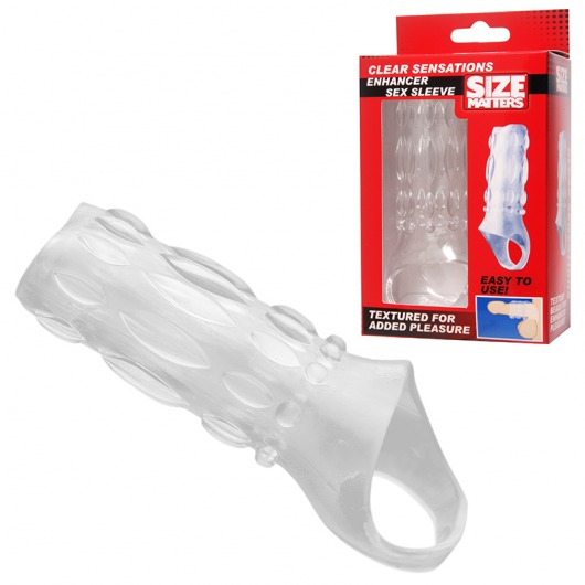 Насадка на пенис с кольцом для мошонки Clear Sensations Enhancer Sex Sleeve - 11,5 см. - XR Brands - в Магнитогорске купить с доставкой