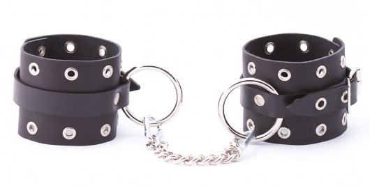 Черные кожаные оковы с люверсами - Crazy Handmade - купить с доставкой в Магнитогорске