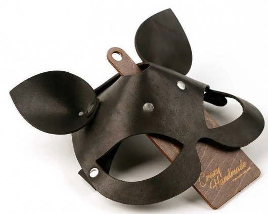 Черная кожаная маска  Кошка  с маленькими ушками - Crazy Handmade - купить с доставкой в Магнитогорске