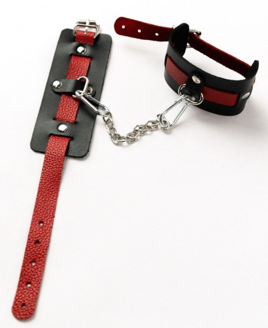Черные оковы с красным декором и заклепками - Crazy Handmade - купить с доставкой в Магнитогорске