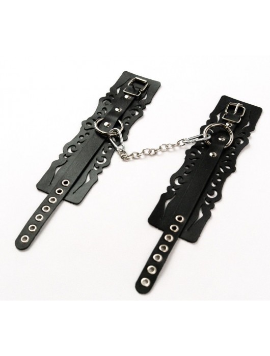 Узорчатые кожаные оковы с регулируемыми ремешками - Crazy Handmade - купить с доставкой в Магнитогорске