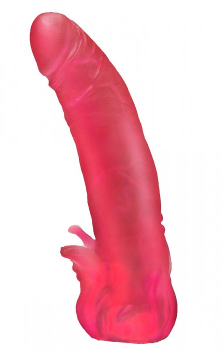 Розовая насадка для страпона с клиторальными лепестками - 18,5 см. - LOVETOY (А-Полимер) - купить с доставкой в Магнитогорске