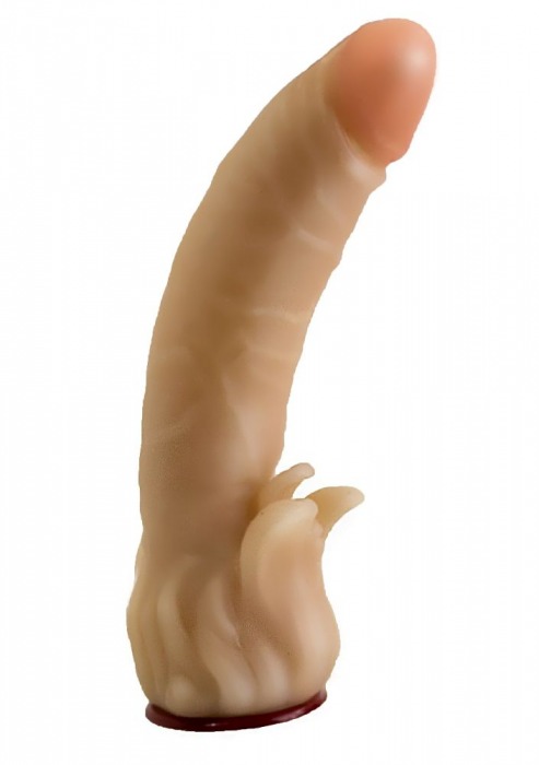 Телесная гелевая насадка-фаллос с клиторальными лепестками - 18,5 см. - LOVETOY (А-Полимер) - купить с доставкой в Магнитогорске