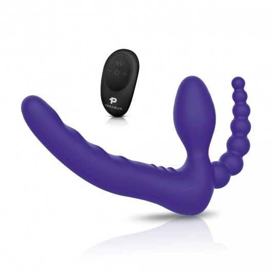 Фиолетовый безремневой страпон с пультом ДУ 7’’ Remote Control Strapless - 24 см. - Pegasus - купить с доставкой в Магнитогорске