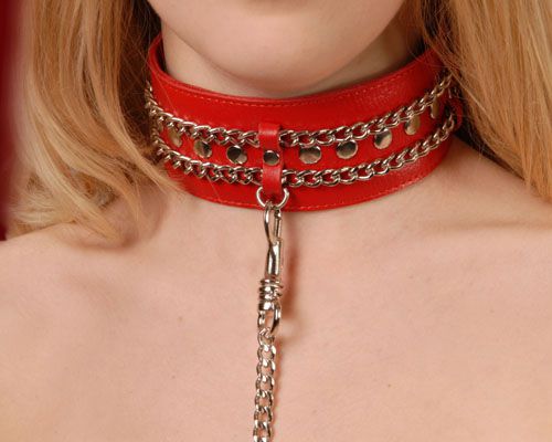 Красный ошейник с цепочками - Sitabella - купить с доставкой в Магнитогорске
