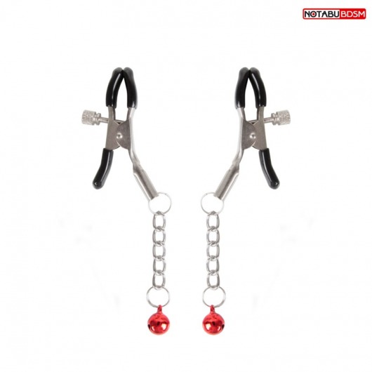 Серебристые зажимы на соски с шариками на цепочках - Notabu - купить с доставкой в Магнитогорске