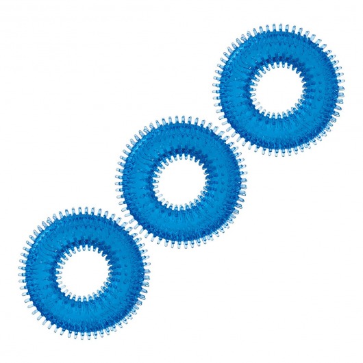 Комплект из трех голубых колец для эрекции 3-Pack Ultra-Stim Stretch Cock Rings - BlueLine - в Магнитогорске купить с доставкой