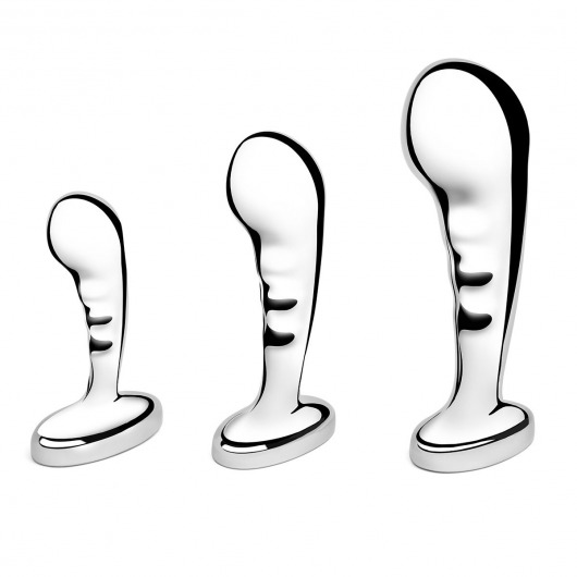 Набор из 3 стальных стимуляторов простаты Stainless Steel P-spot Training Set - b-Vibe - в Магнитогорске купить с доставкой