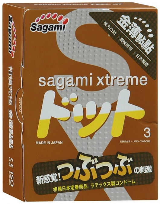 Презервативы Sagami Xtreme FEEL UP с точечной текстурой и линиями прилегания - 3 шт. - Sagami - купить с доставкой в Магнитогорске