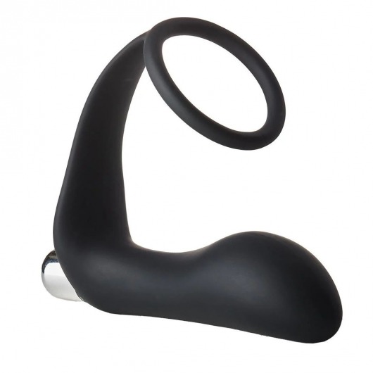 Черное эрекционное кольцо с вибропробкой Vibrating Anal Plug With Cockring - Dream Toys - в Магнитогорске купить с доставкой