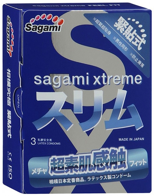 Розовые презервативы Sagami Xtreme FEEL FIT 3D - 3 шт. - Sagami - купить с доставкой в Магнитогорске