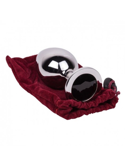 Большой стальной плаг с черным кристаллом Black Rave - 9,5 см. - Erotic Fantasy - купить с доставкой в Магнитогорске