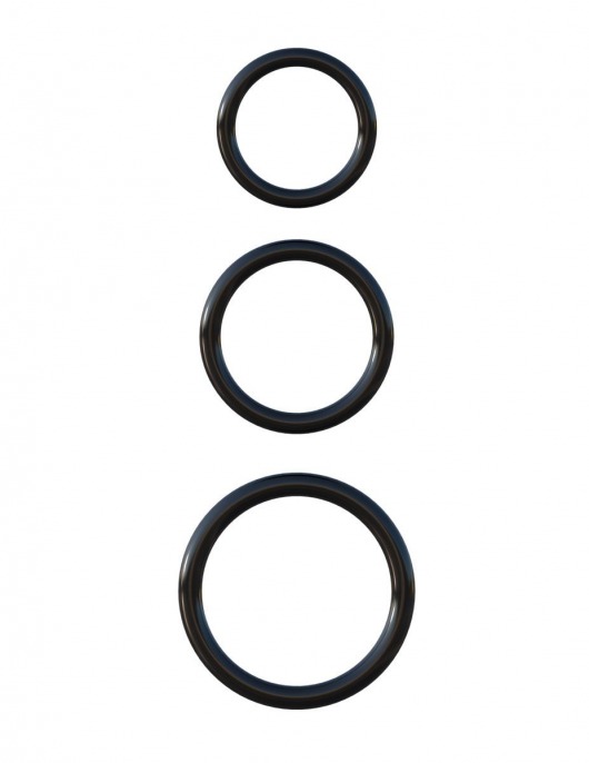 Набор из трех черных эрекционных колец Silicone 3-Ring Stamina Set - Pipedream - в Магнитогорске купить с доставкой