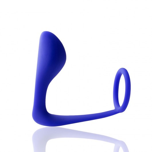 Синее эрекционное кольцо c анальным стимулятором Satyr - HOT planet - в Магнитогорске купить с доставкой