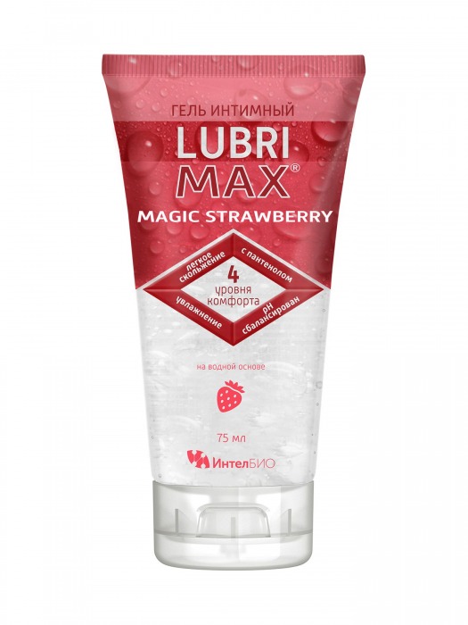 Интимный гель-смазка на водной основе Lubrimax Magic Strawberry - 75 мл. - ИнтелБИО - купить с доставкой в Магнитогорске