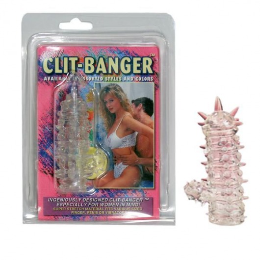 Прозрачная насадка с шипами и клиторальной шишечкой CLIT-BANGER SLEEVE IN CLEAR - Tonga - в Магнитогорске купить с доставкой