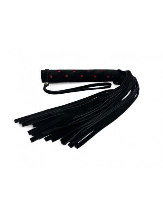 Черная замшевая плеть с красными точками на рукояти Red dot Princess - 43 см. - БДСМ Арсенал - купить с доставкой в Магнитогорске