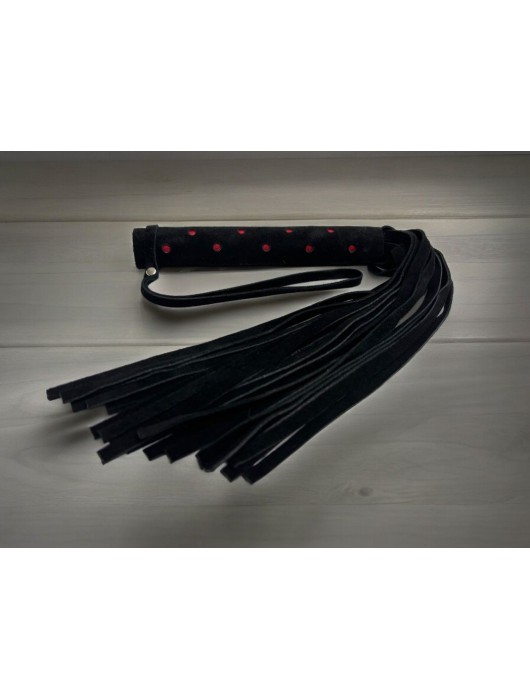 Черная замшевая плеть с красными точками на рукояти Red dot Princess - 43 см. - БДСМ Арсенал - купить с доставкой в Магнитогорске