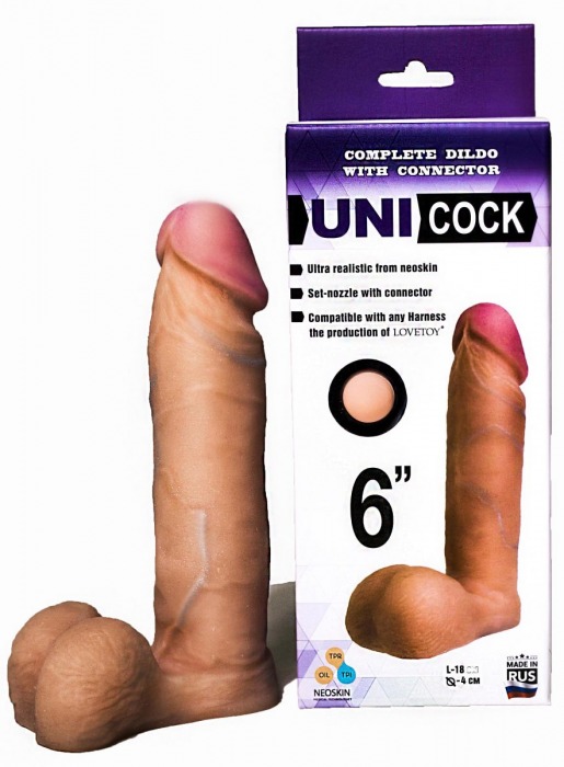 Насадка для страпона фаллической формы UNICOCK 6  - 18 см. - LOVETOY (А-Полимер) - купить с доставкой в Магнитогорске