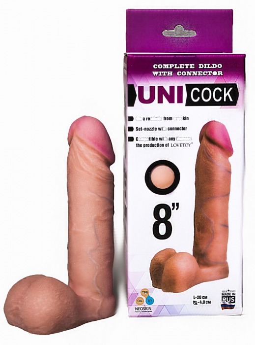 Фаллическая насадка для страпона UNICOCK 8  - 20 см. - LOVETOY (А-Полимер) - купить с доставкой в Магнитогорске