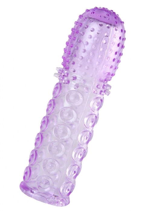 Фиолетовая рельефная насадка на пенис - 13,5 см. - A-toys - в Магнитогорске купить с доставкой