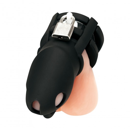 Черная клетка для пениса Silicone Small 2 in Cock Cage With Ball Divider - BlueLine - купить с доставкой в Магнитогорске