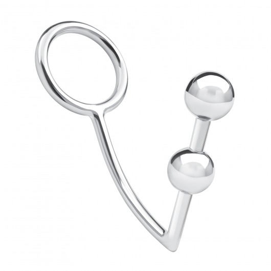 Кольцо на пенис с анальным стимулятором Two Bead Stainless Steel Anal Hook   Cock Ring - BlueLine - в Магнитогорске купить с доставкой