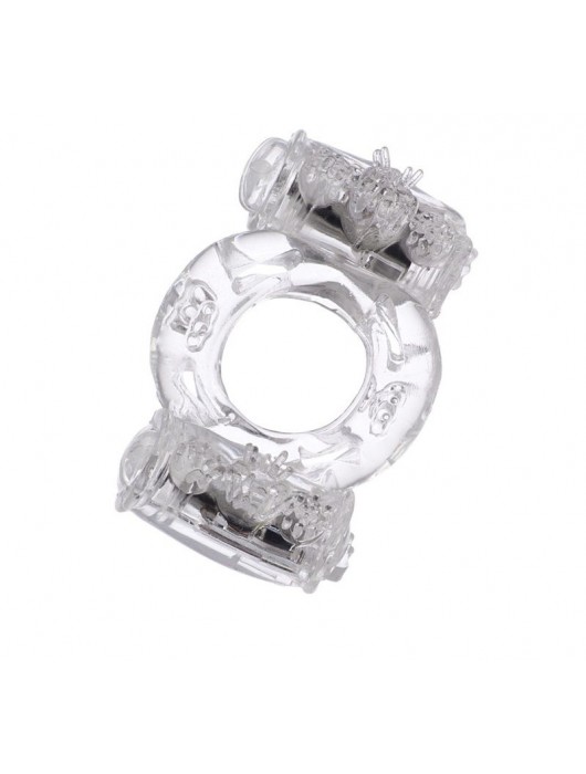 Прозрачное виброкольцо с двумя вибропульками - Toyfa Basic - в Магнитогорске купить с доставкой