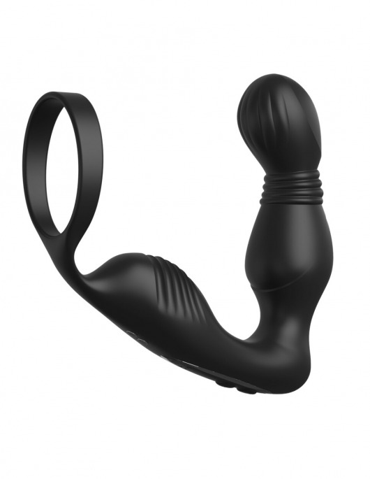 Черный вибростимулятор простаты с эрекционным кольцом Ass-Gasm Pro P-Spot Milker - Pipedream - в Магнитогорске купить с доставкой