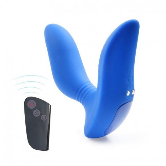 Синий вибромассажер простаты 3,5’’ Remote Control Curve P-spot Massager - 12 см. - Erokay - в Магнитогорске купить с доставкой