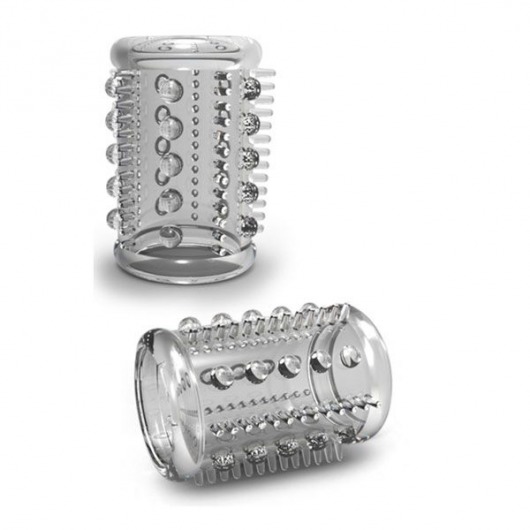 Прозрачная насадка с шипами и шишечками STAY HARD COCK SLEEVE 03 CLEAR - Blush Novelties - в Магнитогорске купить с доставкой