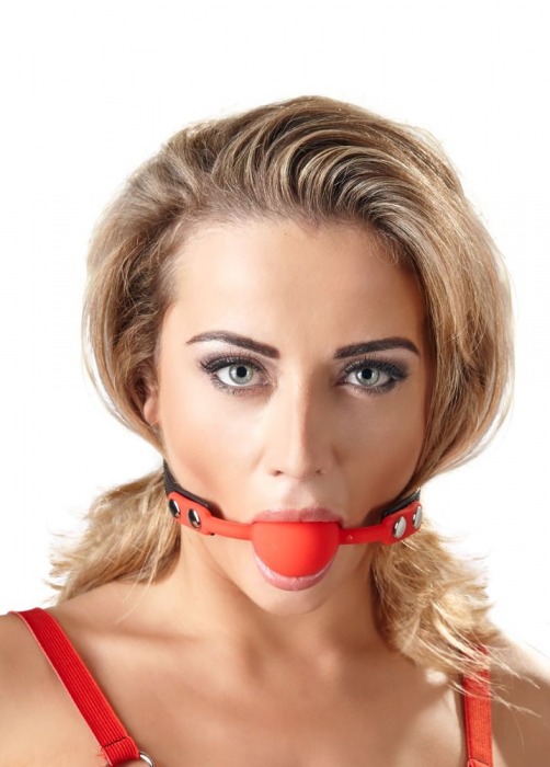 Силиконовый кляп-шар на чёрных ремешках Red Gag silicone - Orion - купить с доставкой в Магнитогорске