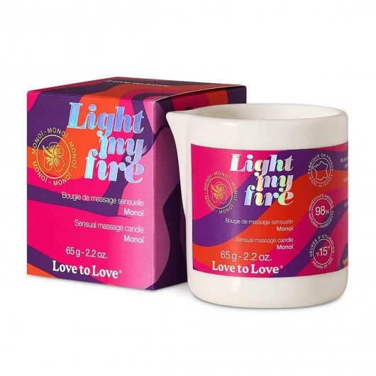 Массажная свеча Light My Fire с ароматом моной - 80 мл. - Love to Love - купить с доставкой в Магнитогорске