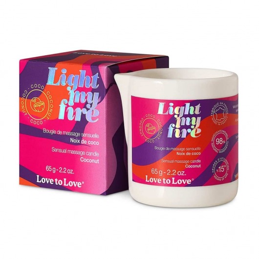 Массажная свеча Light My Fire Coconut с ароматом кокоса - 65 гр. - Love to Love - купить с доставкой в Магнитогорске
